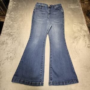 Eloquii Plus Flared Jeans Womens 16 Blue High Rise Medium Wash Stretch Denim